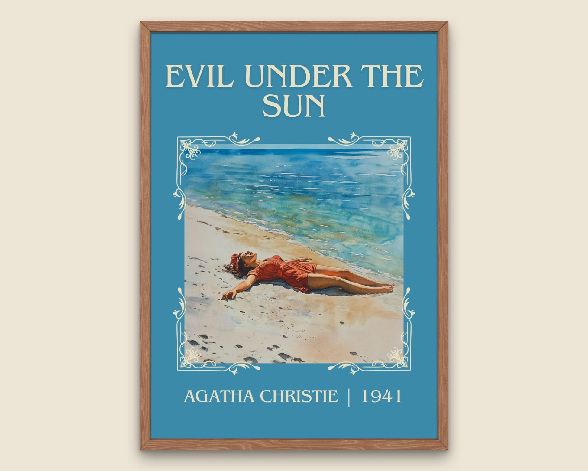Evil Under The Sun by Agatha Christie High Quality Poster Print. Free Delivery Wall Art. Author and Blurb Book / Novel Minimalist Art.