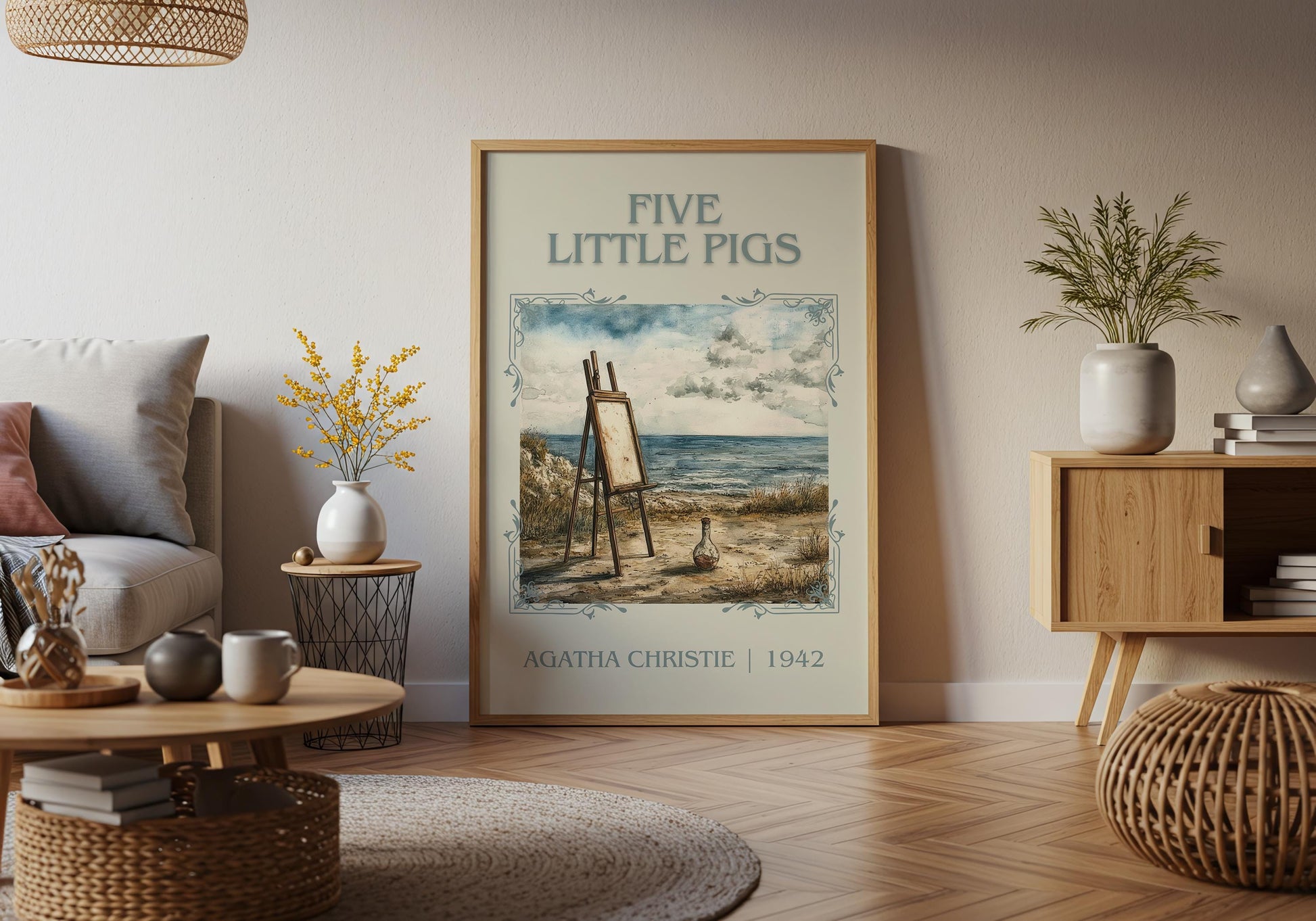 Five Little Pigs by Agatha Christie High Quality Poster Print. Free Delivery Wall Art. Author and Blurb Book / Novel Minimalist Art.