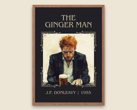 The Ginger Man by J.P. Donleavy High Quality Poster Print. Free Delivery Wall Art. Author & Blurb Book/Novel Minimalist Art.