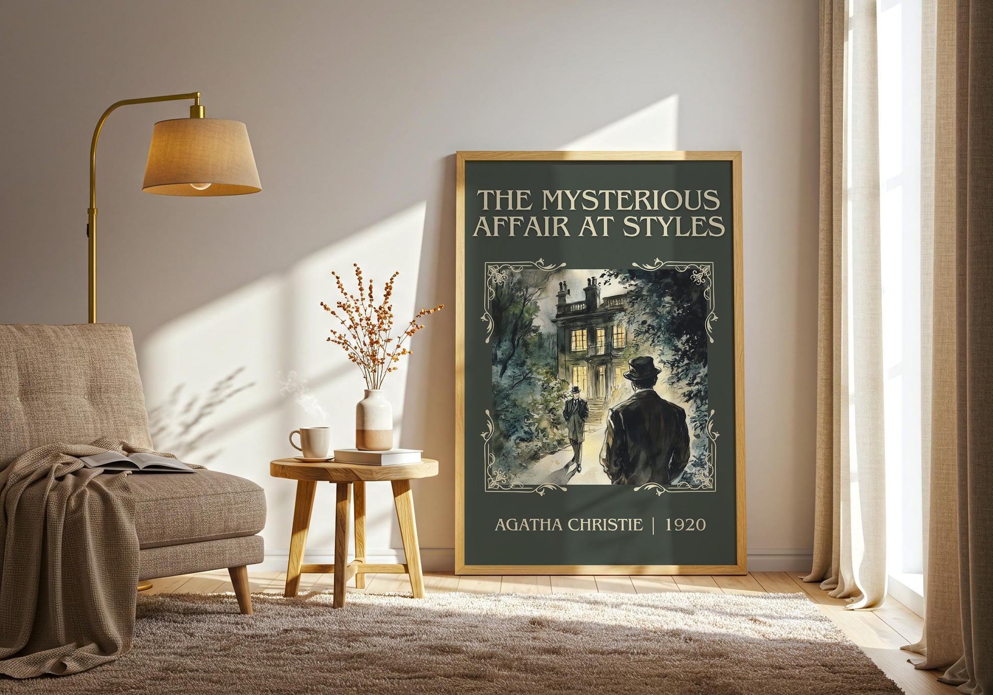 The Mysterious Affair At Styles by Agatha Christie High Quality Poster Print. Free Delivery Wall Art. Author&Blurb Book/Novel Minimalist Art