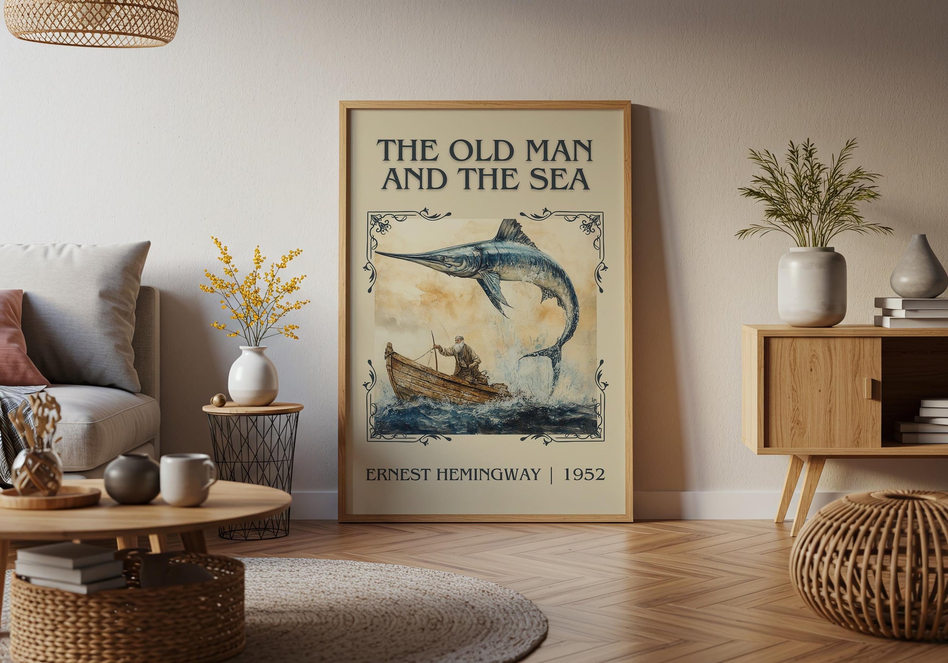 The Old Man And The Sea by Agatha Christie High Quality Poster Print. Free Delivery Wall Art. Author&Blurb Book/Novel Minimalist Art