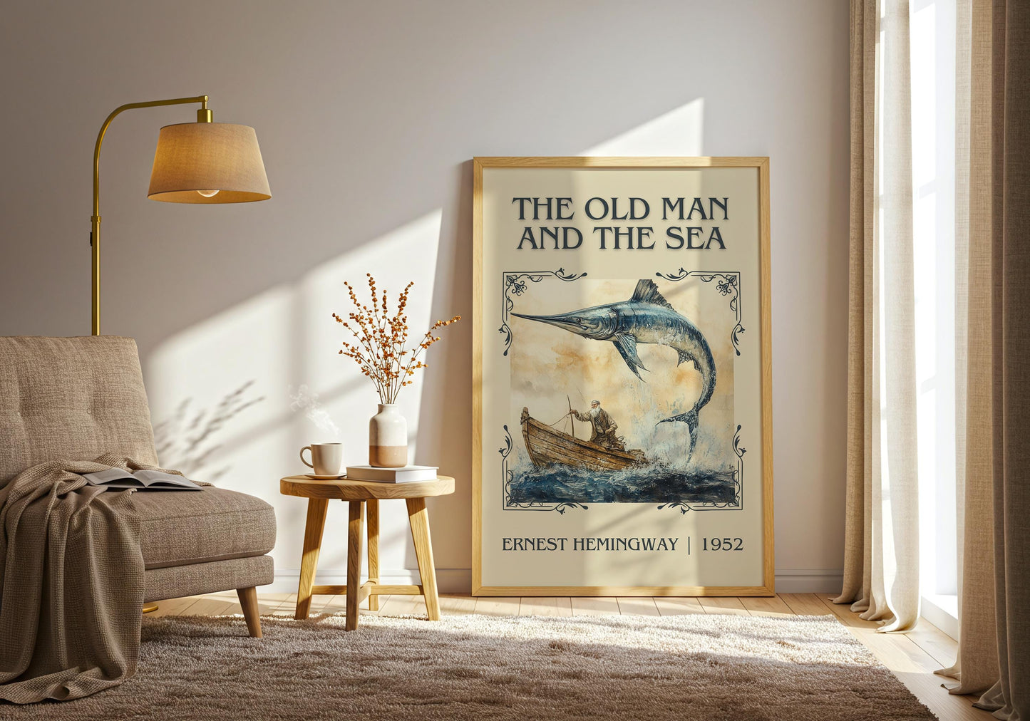 The Old Man And The Sea by Agatha Christie High Quality Poster Print. Free Delivery Wall Art. Author&Blurb Book/Novel Minimalist Art