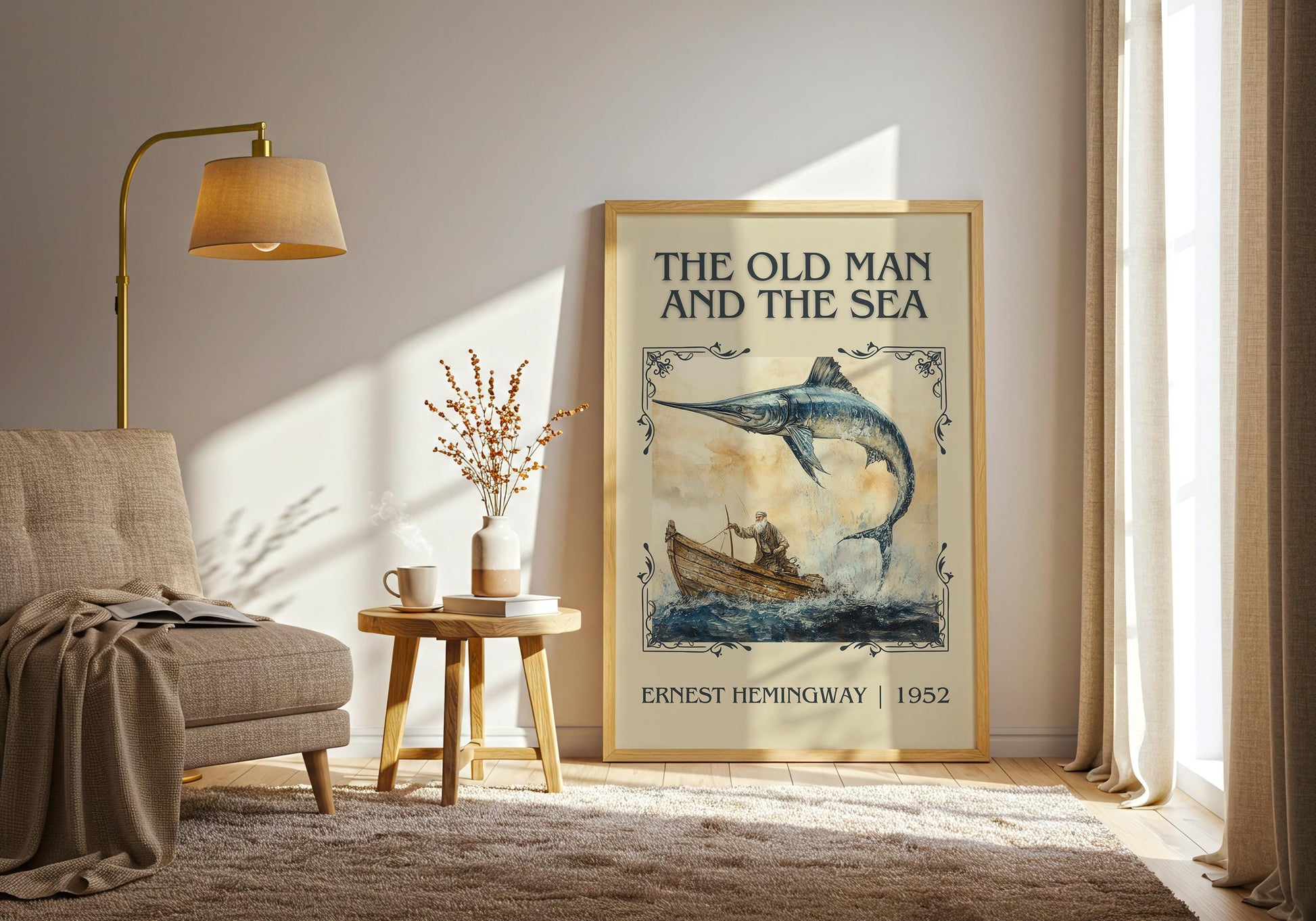 The Old Man And The Sea by Agatha Christie High Quality Poster Print. Free Delivery Wall Art. Author&Blurb Book/Novel Minimalist Art