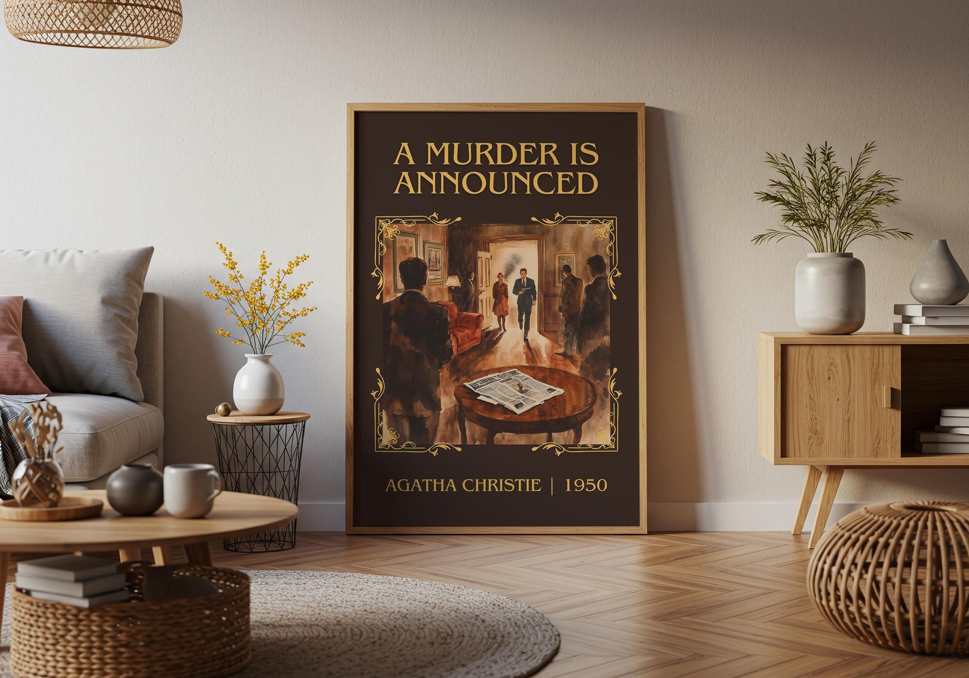 A Murder Is Announced by Agatha Christie High Quality Poster Print. Free Delivery Wall Art. Author & Blurb Book/Novel Minimalist Art Gift