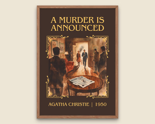 A Murder Is Announced by Agatha Christie High Quality Poster Print. Free Delivery Wall Art. Author & Blurb Book/Novel Minimalist Art Gift