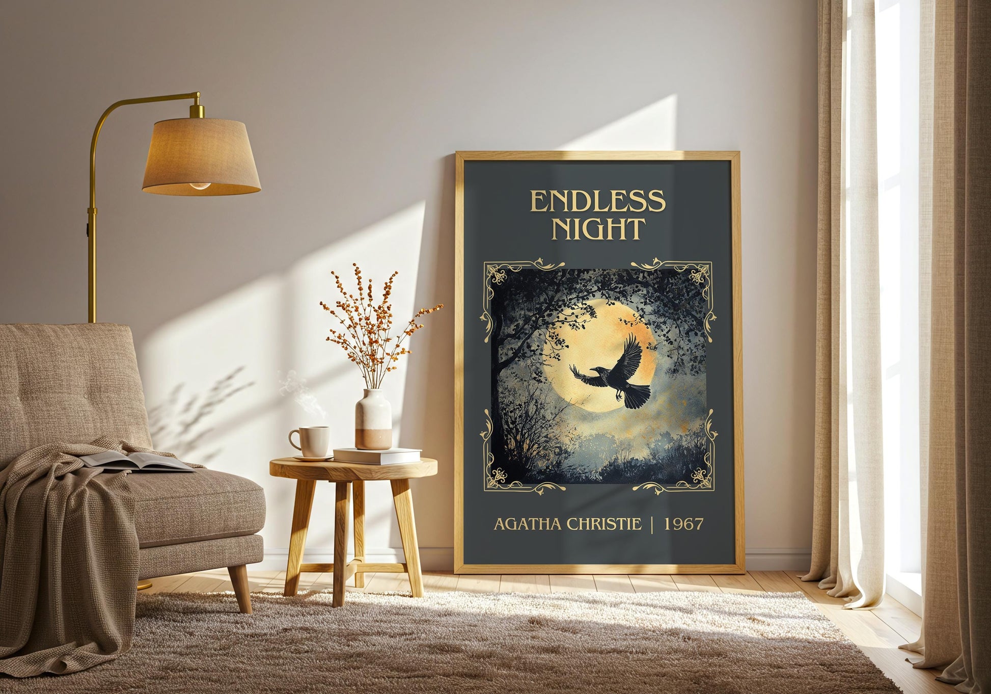 Endless Night by Agatha Christie High Quality Poster Print. Free Delivery Wall Art. Author & Blurb Book/Novel Minimalist Art Gift