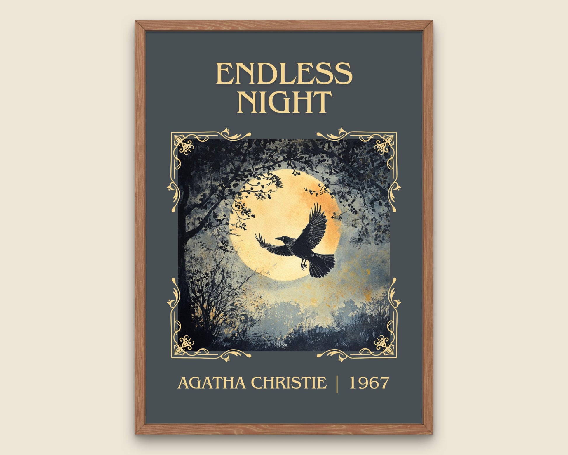Endless Night by Agatha Christie High Quality Poster Print. Free Delivery Wall Art. Author & Blurb Book/Novel Minimalist Art Gift
