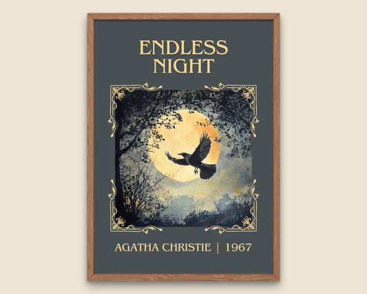 Endless Night by Agatha Christie High Quality Poster Print. Free Delivery Wall Art. Author & Blurb Book/Novel Minimalist Art Gift