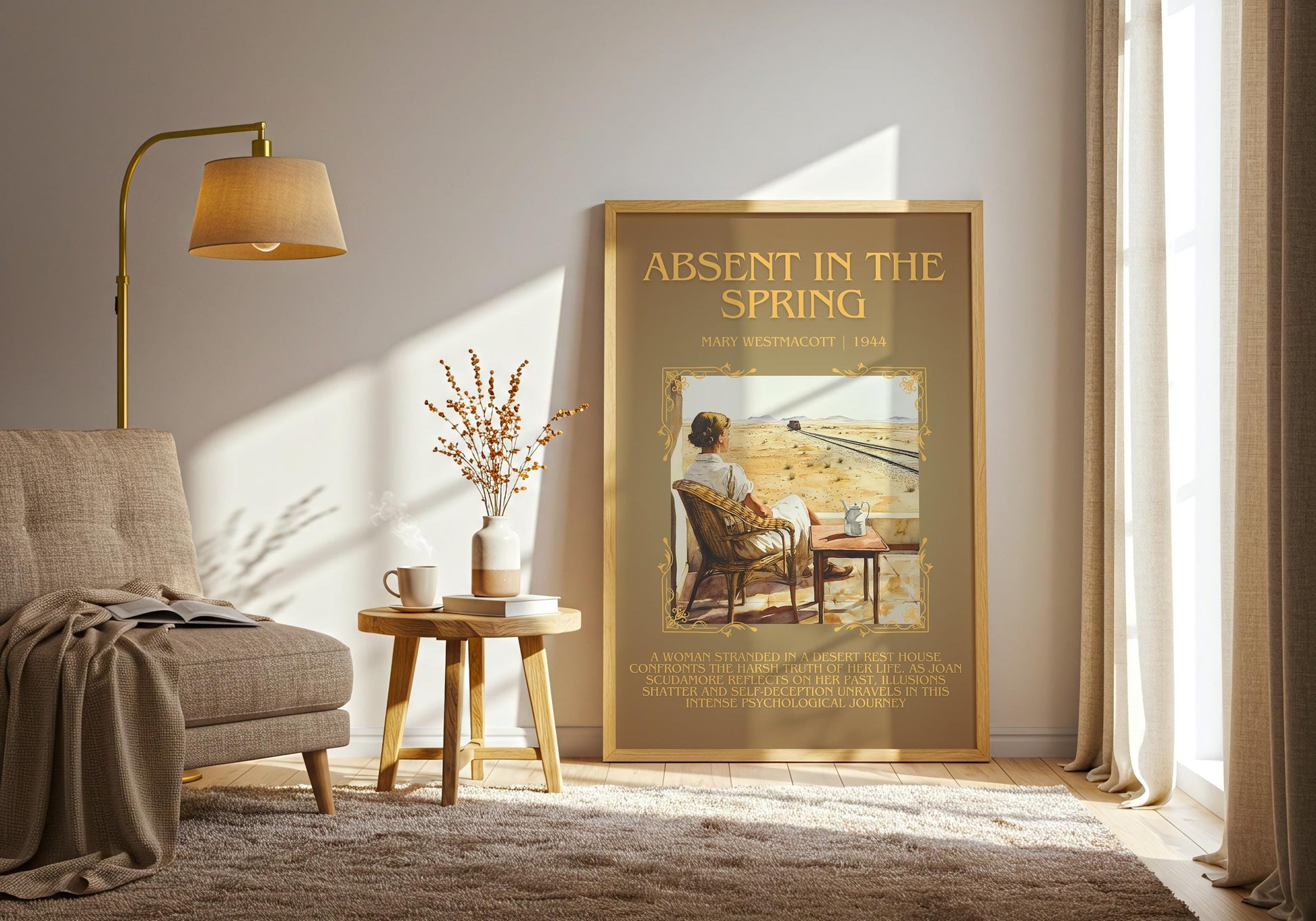 Absent In The Spring by Mary Westmacott Descriptive, High Quality Poster Print.Free Delivery Wall Art. Author & Blurb Book Artwork Cover