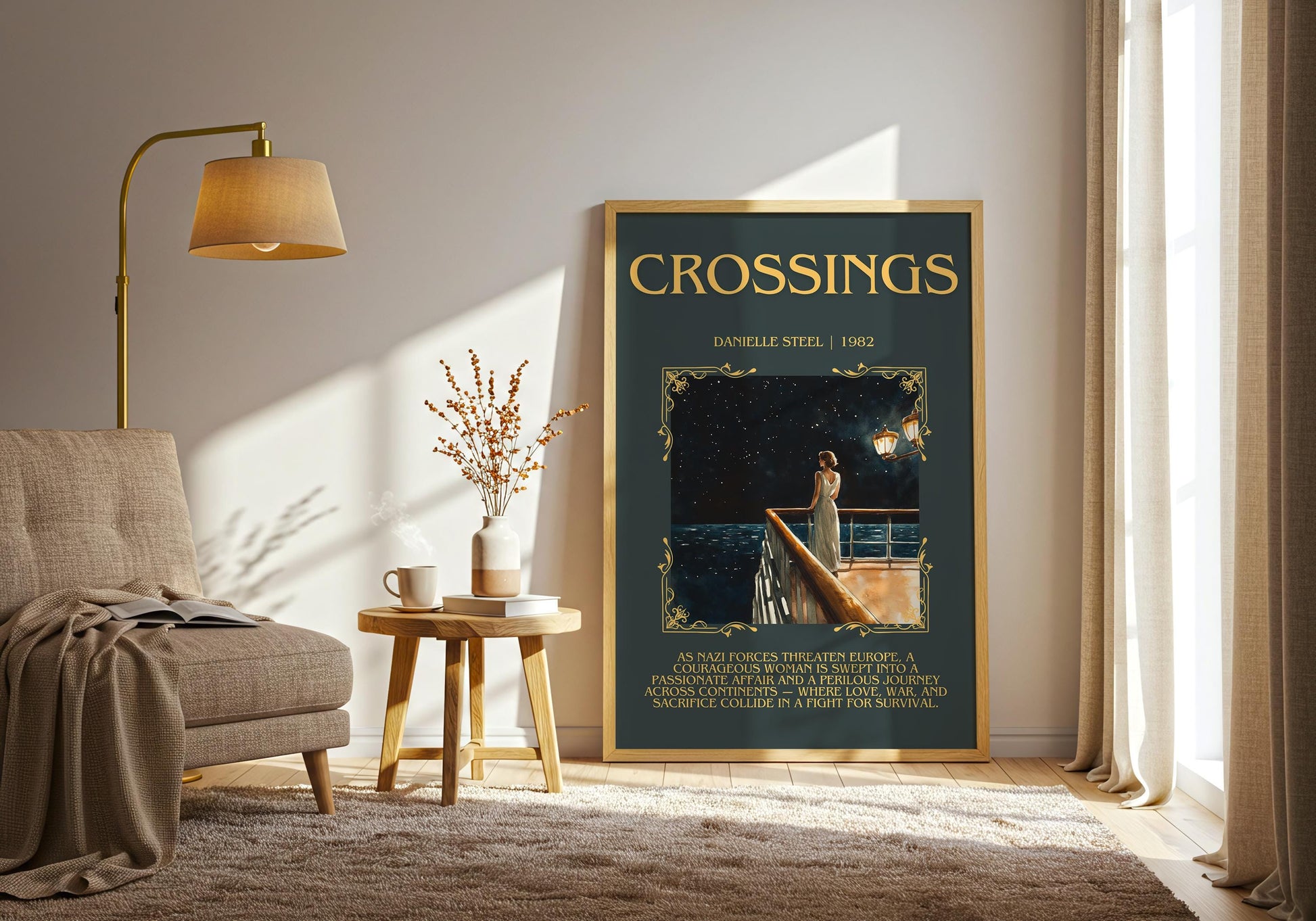 Crossings by Danielle Steel Descriptive, High Quality Poster Print.Free Delivery Wall Art. Author & Blurb Book Artwork Cover