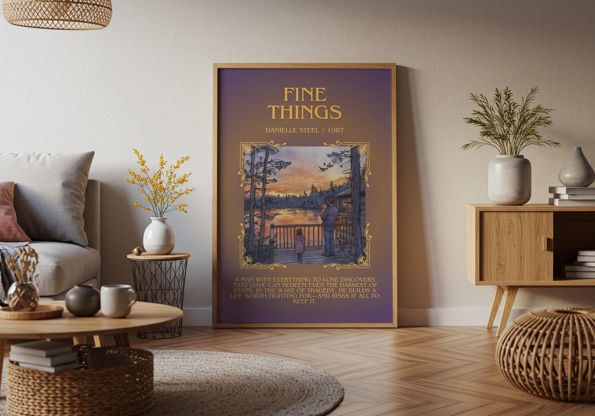 Fine Things by Danielle Steel Descriptive, High Quality Poster Print.Free Delivery Wall Art. Author & Blurb Book Artwork Cover Gift Decor