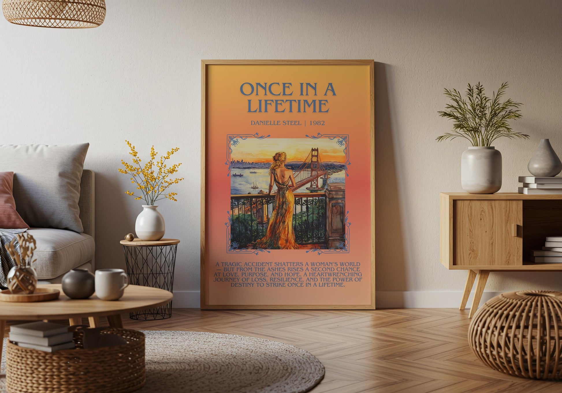 Once In A Lifetime by Danielle Steel Descriptive, High Quality Poster Print.Free Delivery Wall Art. Author & Blurb Book Artwork Cover Novel