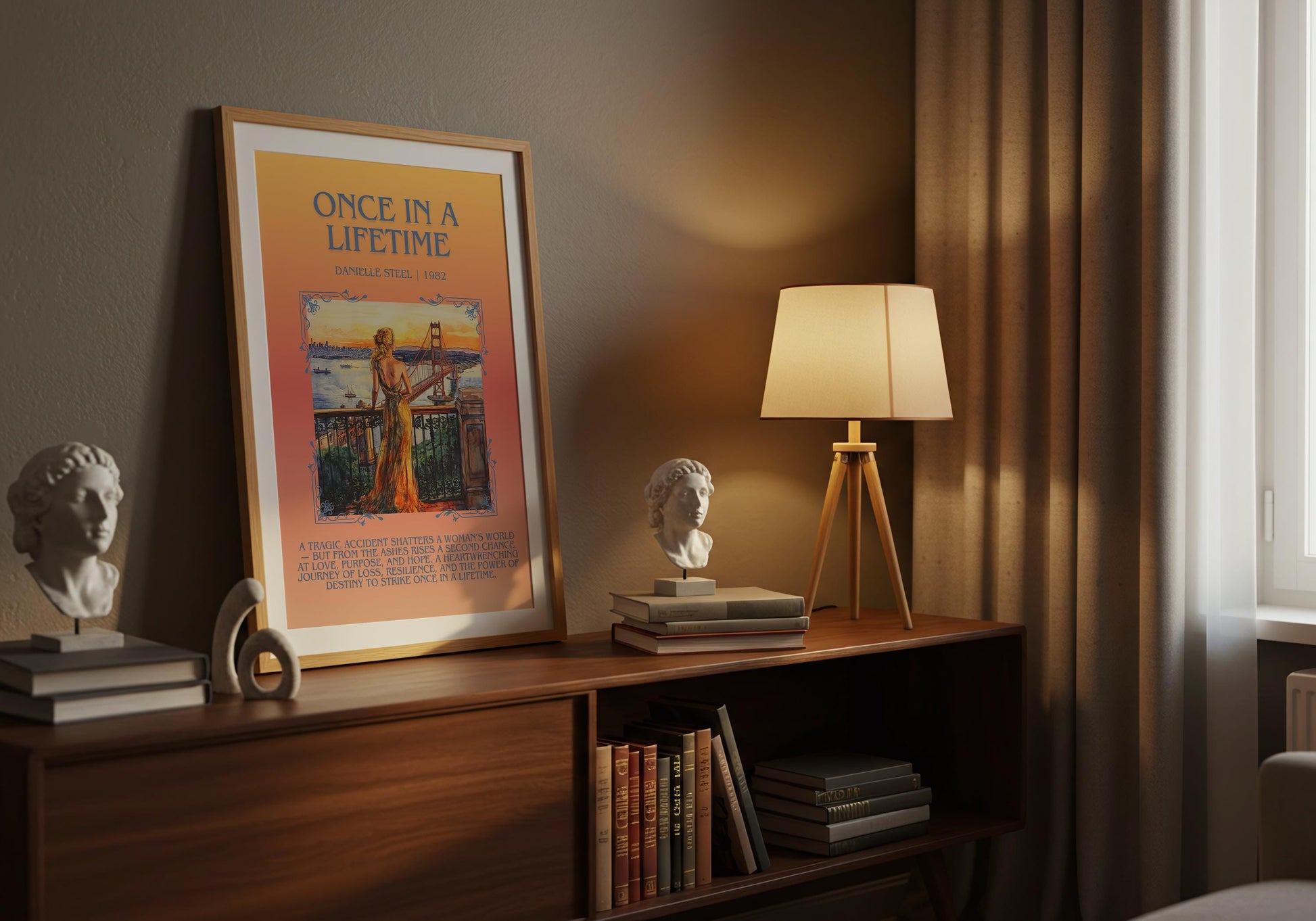 Once In A Lifetime by Danielle Steel Descriptive, High Quality Poster Print.Free Delivery Wall Art. Author & Blurb Book Artwork Cover Novel