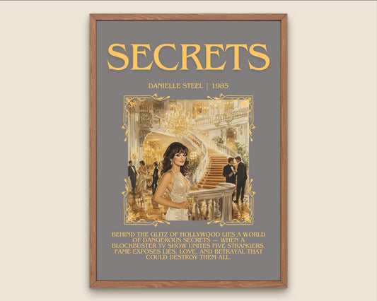 Secrets by Danielle Steel Descriptive, High Quality Poster Print.Free Delivery Wall Art. Author & Blurb Book Artwork Cover Novel