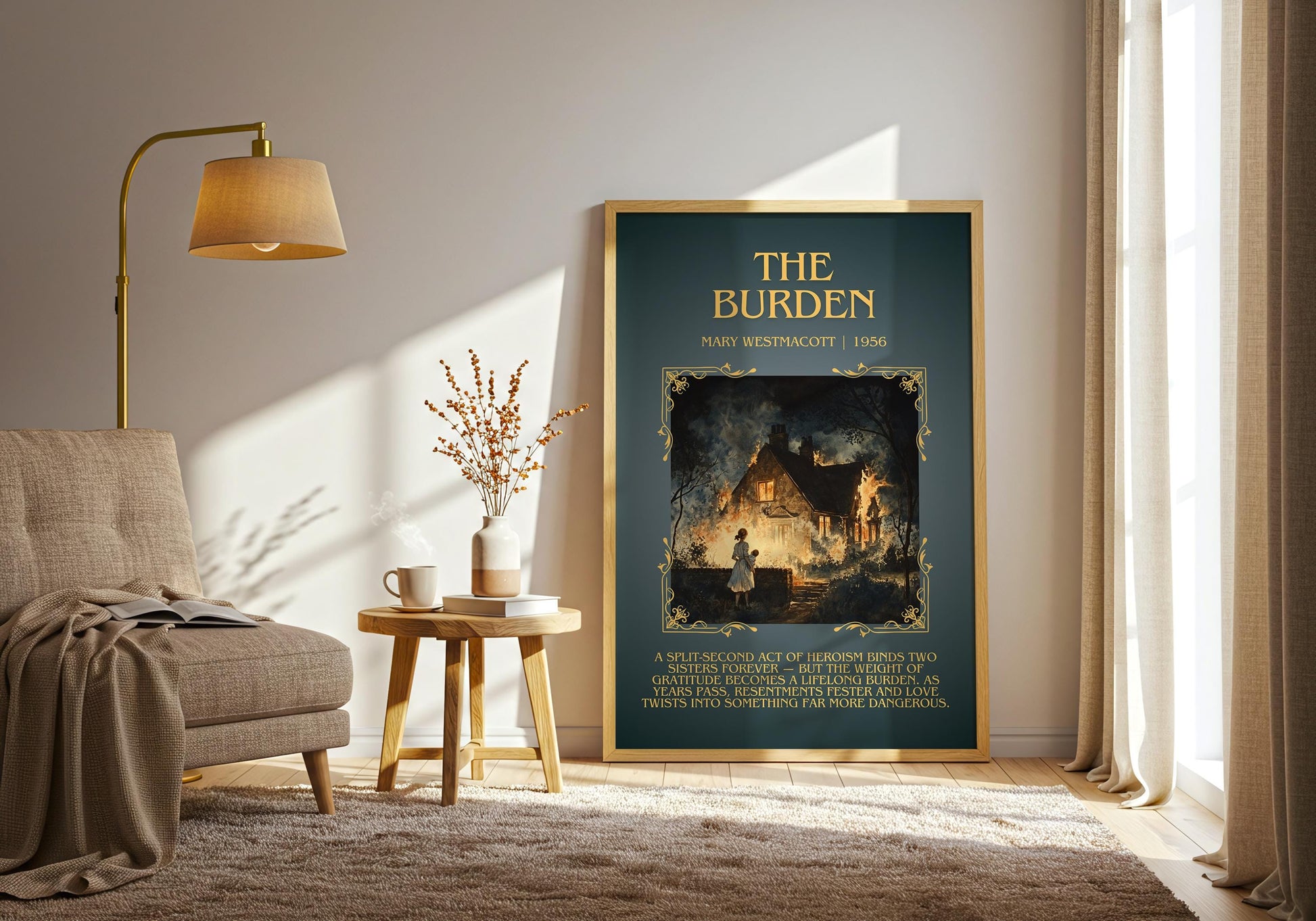 The Burden by Mary Westmacott Descriptive, High Quality Poster Print.Free Delivery Wall Art. Author & Blurb Book Artwork Cover Novel Gift