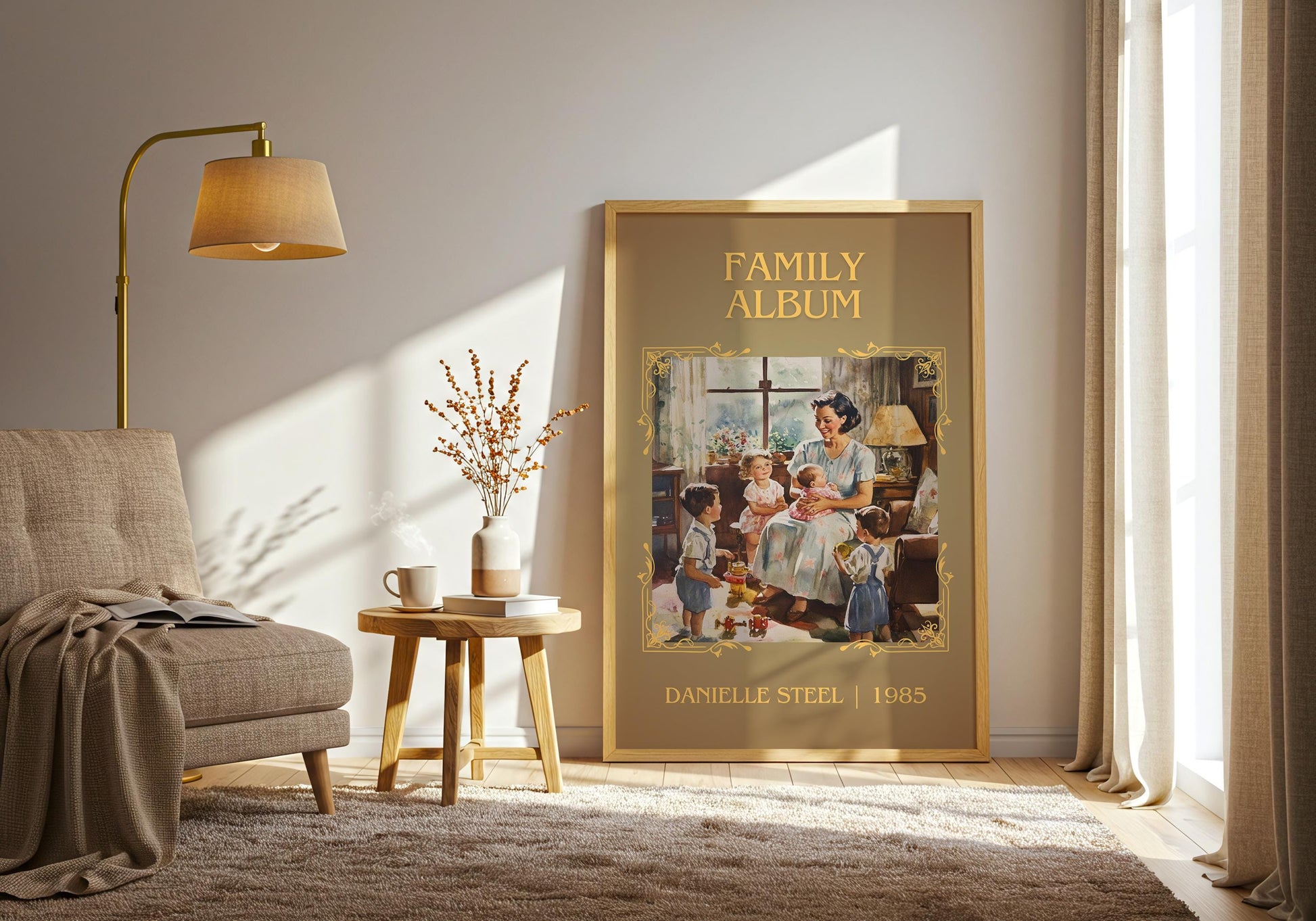 Family Album by Danielle Steel High Quality Poster Print. Free Delivery Wall Art-Author&Blurb Book Minimalist Home Gift Cover Decor Library