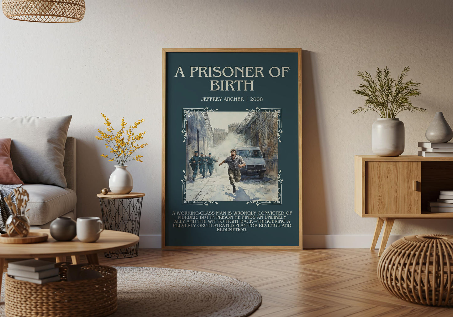 A Prisoner Of Birth by Jeffrey Archer Descriptive, High Quality Poster Print.Free Delivery Wall Art.Author&Blurb Book Artwork.Decor Gift