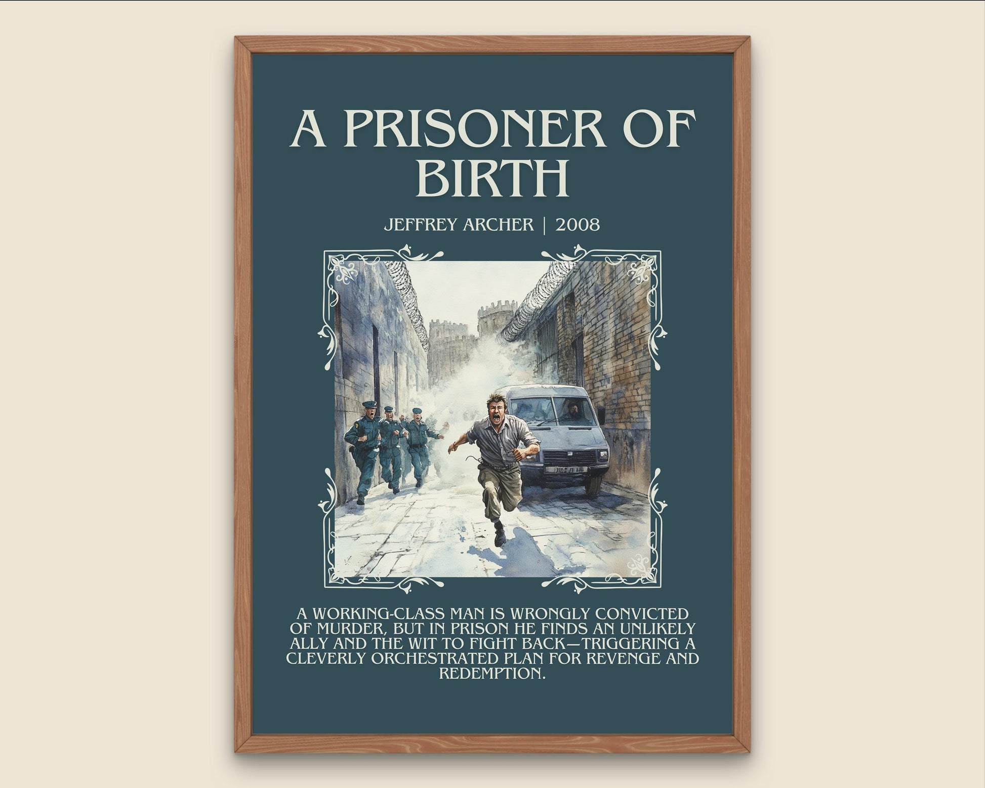 A Prisoner Of Birth by Jeffrey Archer Descriptive, High Quality Poster Print.Free Delivery Wall Art.Author&Blurb Book Artwork.Decor Gift