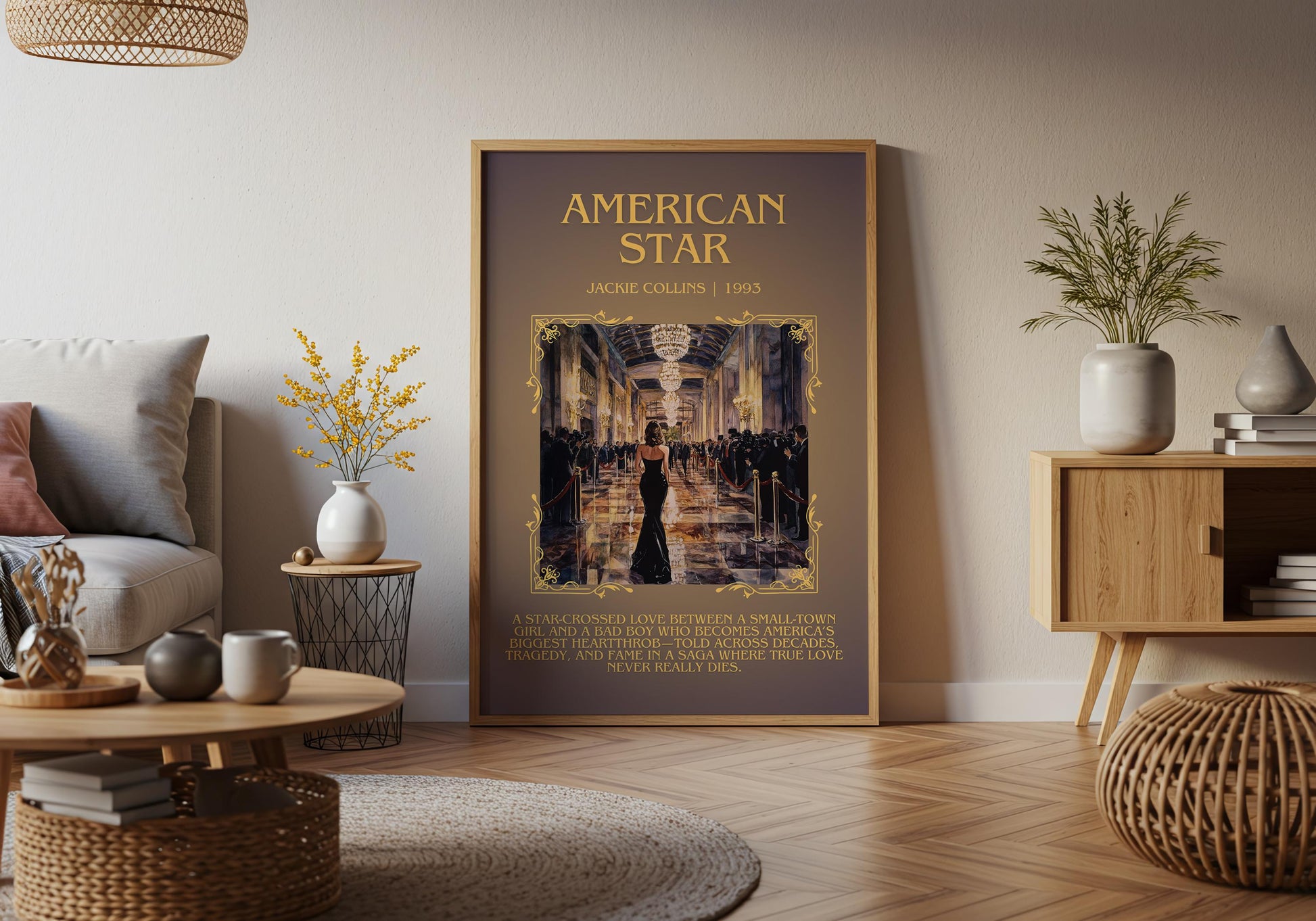 American Star by Jackie Collins Descriptive, High Quality Poster Print.Free Delivery Wall Art.Author&Blurb Book Artwork. Home Decor Gift
