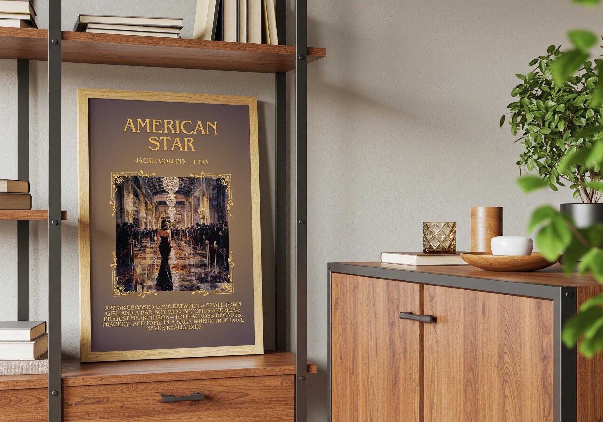 American Star by Jackie Collins Descriptive, High Quality Poster Print.Free Delivery Wall Art.Author&Blurb Book Artwork. Home Decor Gift