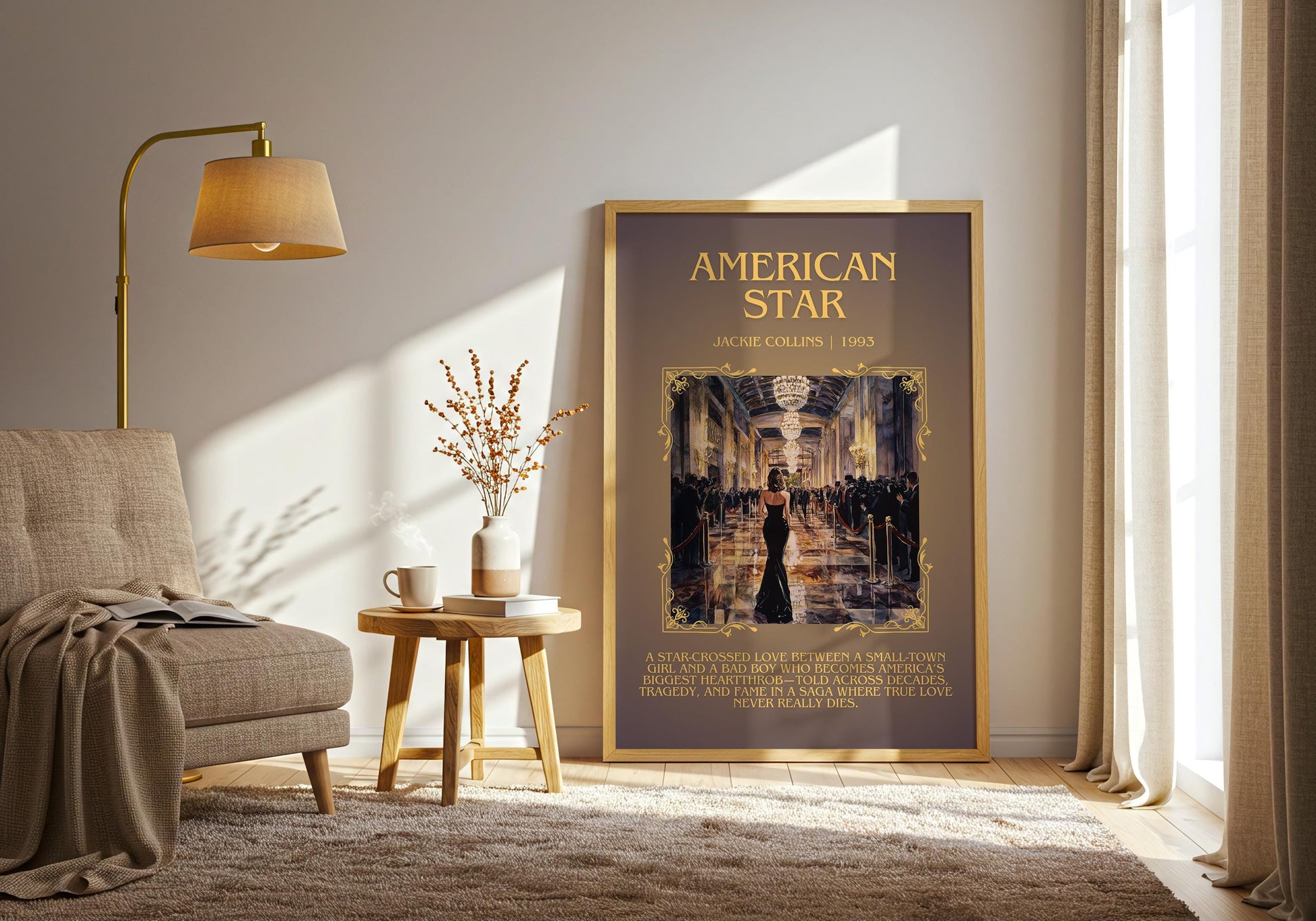 American Star by Jackie Collins Descriptive, High Quality Poster Print.Free Delivery Wall Art.Author&Blurb Book Artwork. Home Decor Gift