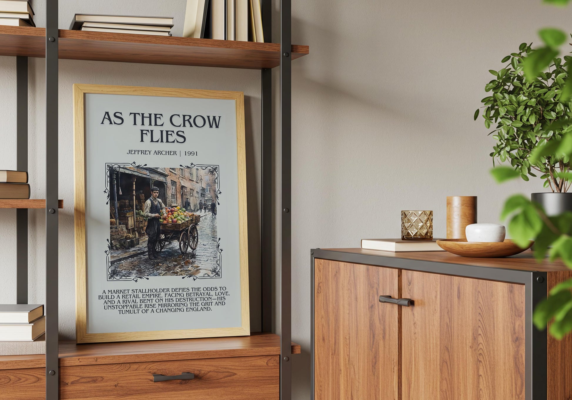 As The Crow Flies by Jeffrey Archer Descriptive, High Quality Poster Print.Free Delivery Wall Art.Author&Blurb Book Artwork.Decor Gift
