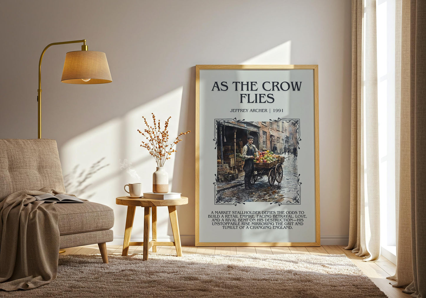 As The Crow Flies by Jeffrey Archer Descriptive, High Quality Poster Print.Free Delivery Wall Art.Author&Blurb Book Artwork.Decor Gift