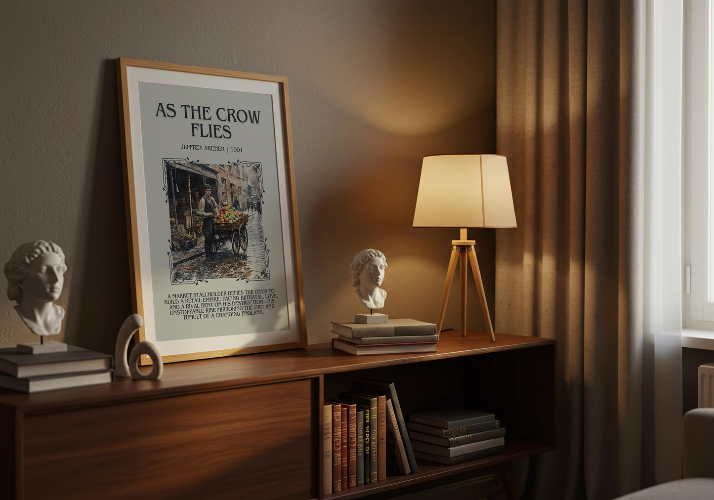 As The Crow Flies by Jeffrey Archer Descriptive, High Quality Poster Print.Free Delivery Wall Art.Author&Blurb Book Artwork.Decor Gift