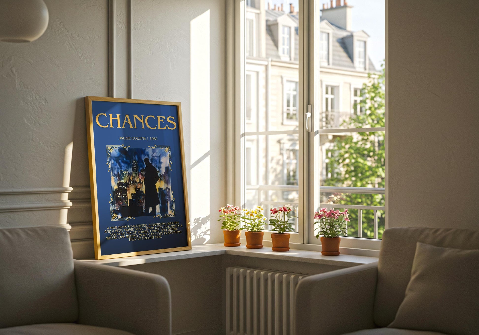 Chances by Jackie Collins Descriptive, High Quality Poster Print.Free Delivery Wall Art.Author&Blurb Book Artwork. Home Decor Gift