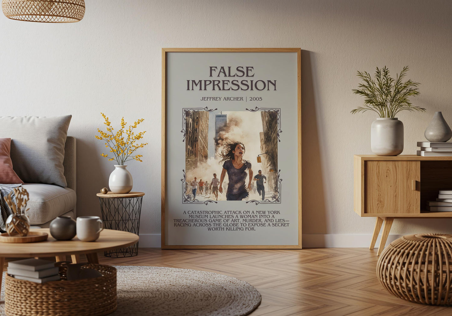 False Impression by Jeffrey Archer Descriptive, High Quality Poster Print.Free Delivery Wall Art.Author&Blurb Book Artwork. Home Decor Gift