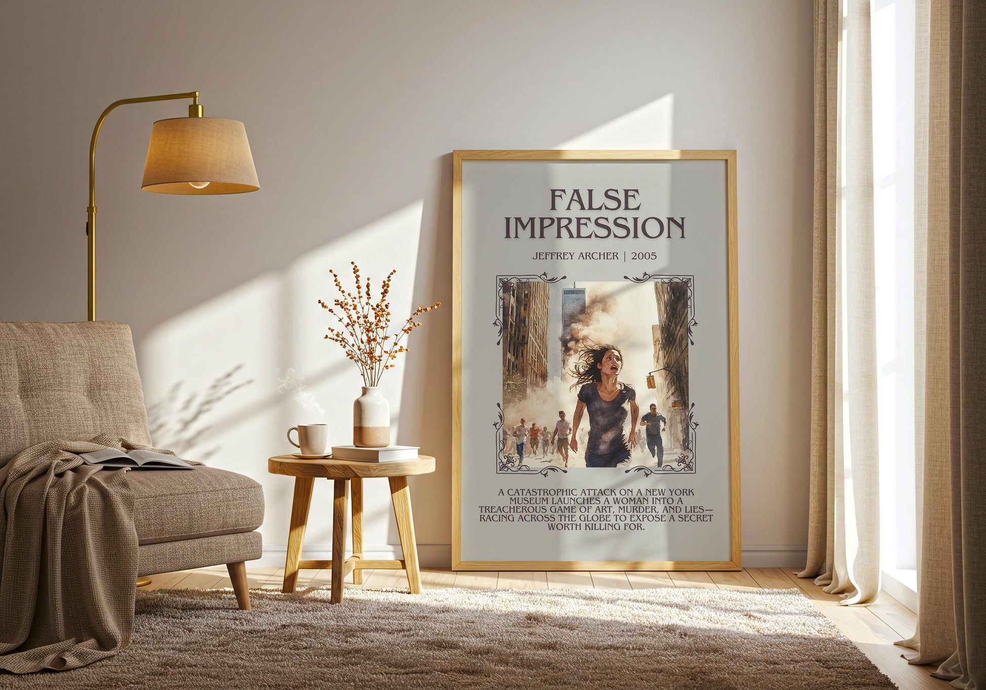False Impression by Jeffrey Archer Descriptive, High Quality Poster Print.Free Delivery Wall Art.Author&Blurb Book Artwork. Home Decor Gift