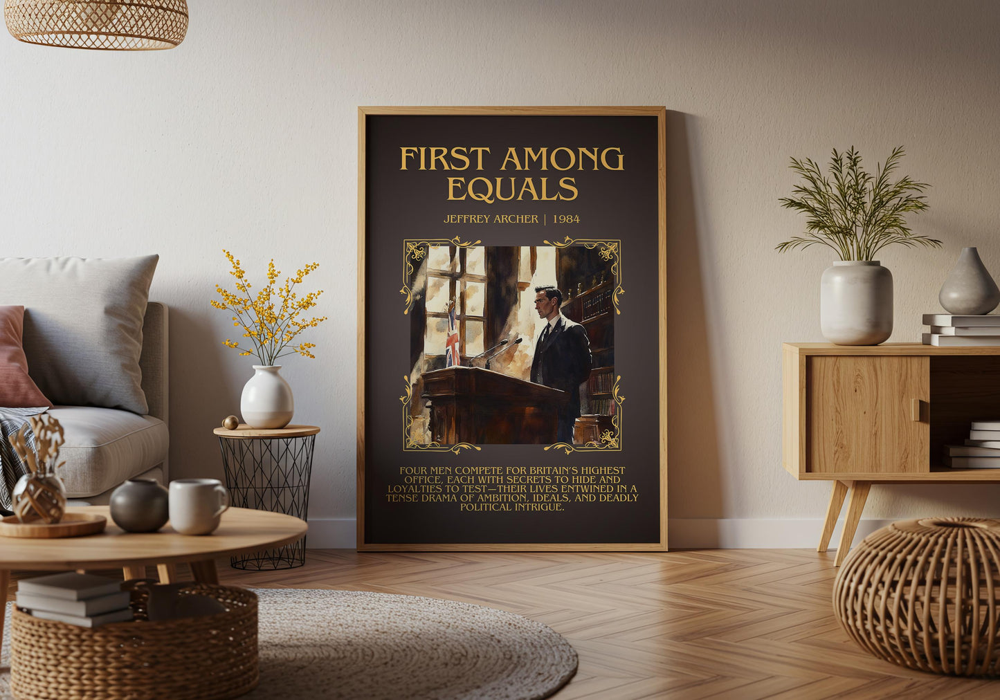 First Among Equals by Jeffrey Archer Descriptive, High Quality Poster Print.Free Delivery Wall Art.Author&Blurb Book Artwork.Decor Gift