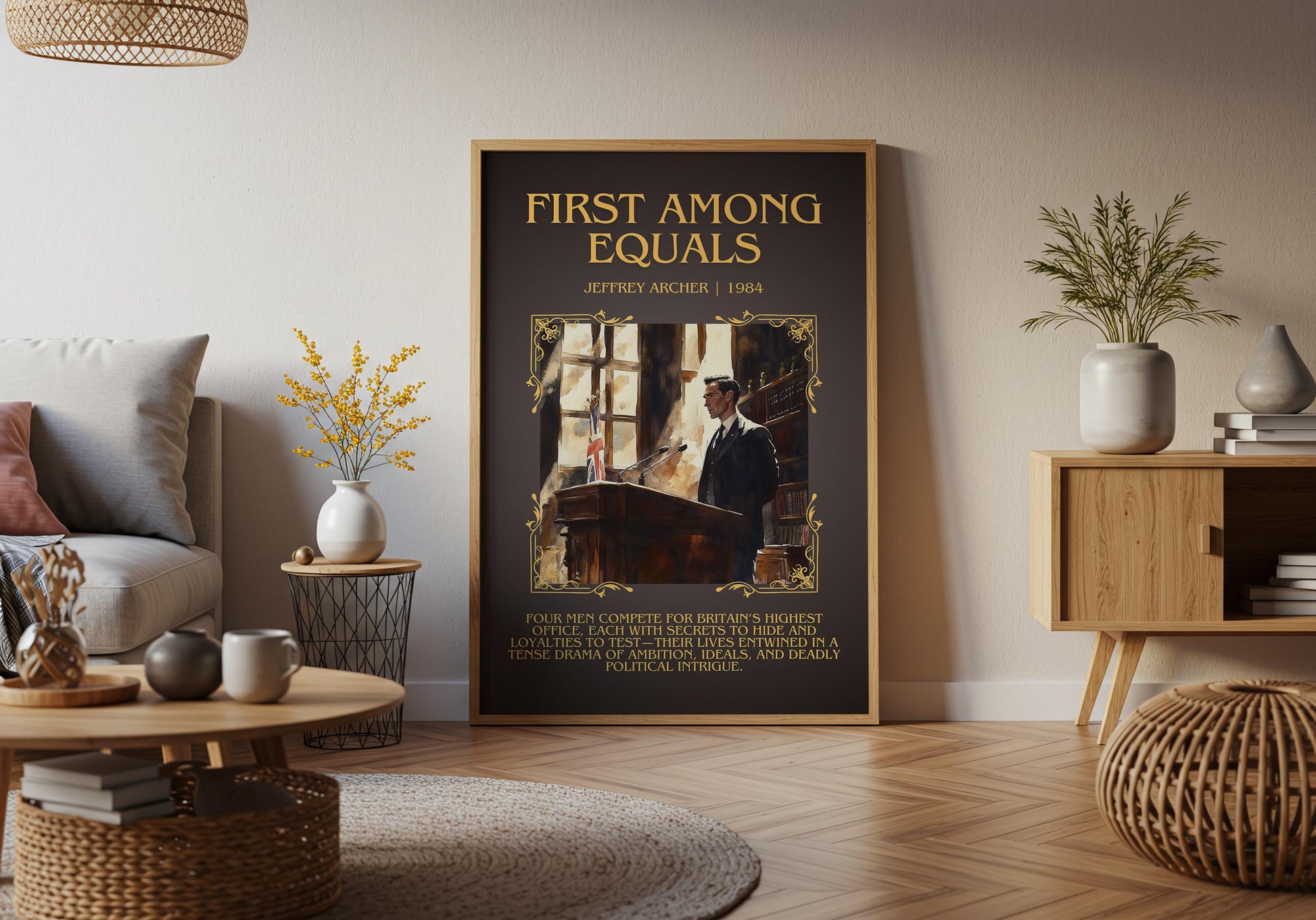 First Among Equals by Jeffrey Archer Descriptive, High Quality Poster Print.Free Delivery Wall Art.Author&Blurb Book Artwork.Decor Gift