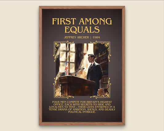 First Among Equals by Jeffrey Archer Descriptive, High Quality Poster Print.Free Delivery Wall Art.Author&Blurb Book Artwork.Decor Gift