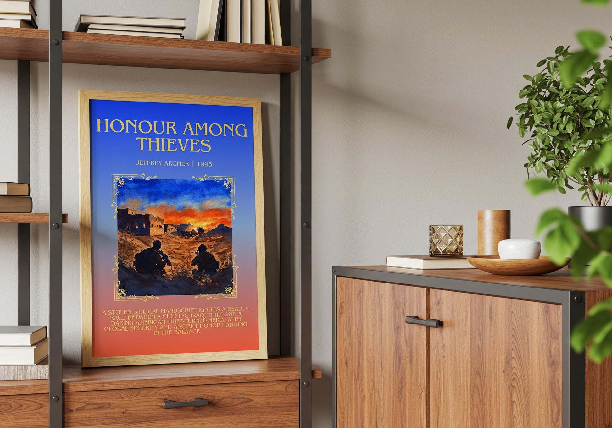 Honour Among Thieves by Jeffrey Archer Descriptive, High Quality Poster Print.Free Delivery Wall Art.Author&Blurb Book Artwork. Home Decor