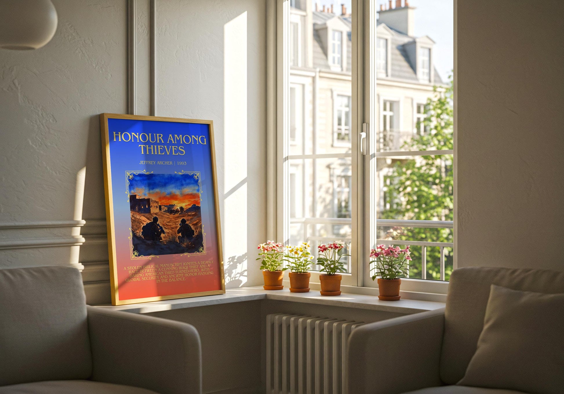 Honour Among Thieves by Jeffrey Archer Descriptive, High Quality Poster Print.Free Delivery Wall Art.Author&Blurb Book Artwork. Home Decor