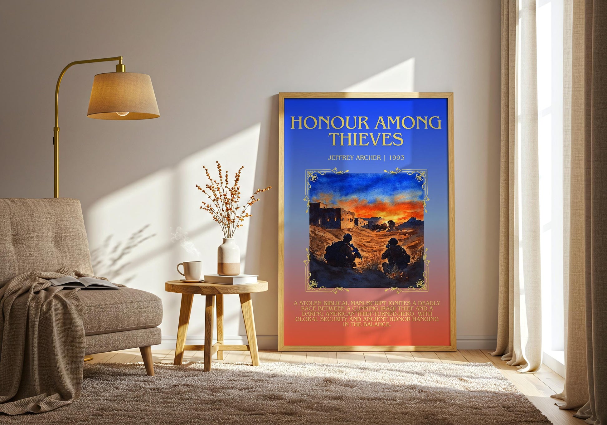 Honour Among Thieves by Jeffrey Archer Descriptive, High Quality Poster Print.Free Delivery Wall Art.Author&Blurb Book Artwork. Home Decor