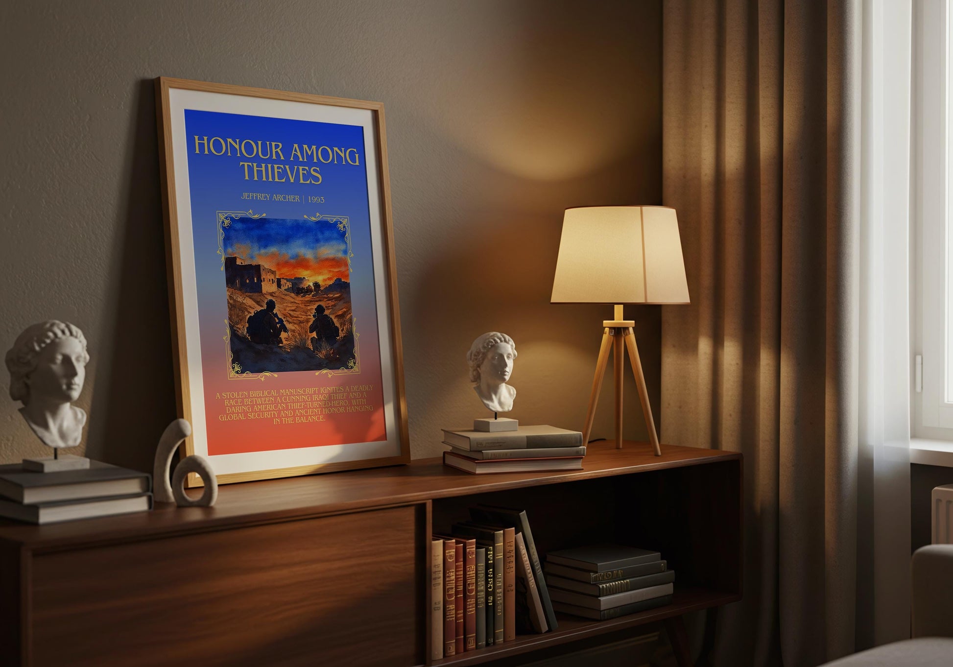 Honour Among Thieves by Jeffrey Archer Descriptive, High Quality Poster Print.Free Delivery Wall Art.Author&Blurb Book Artwork. Home Decor