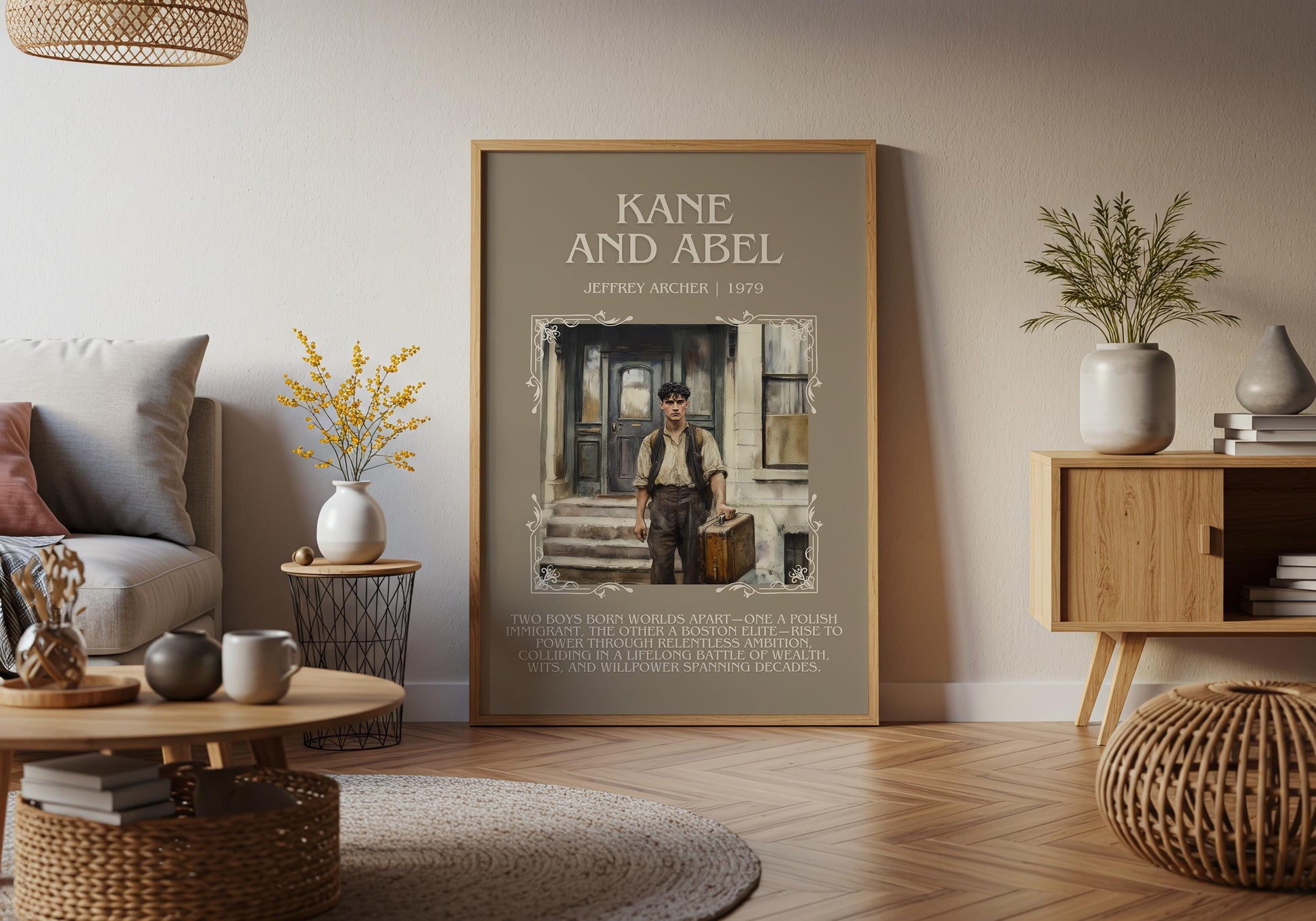 Kane And Abel by Jeffrey Archer Descriptive, High Quality Poster Print.Free Delivery Wall Art.Author&Blurb Book Artwork. Home Decor Gift