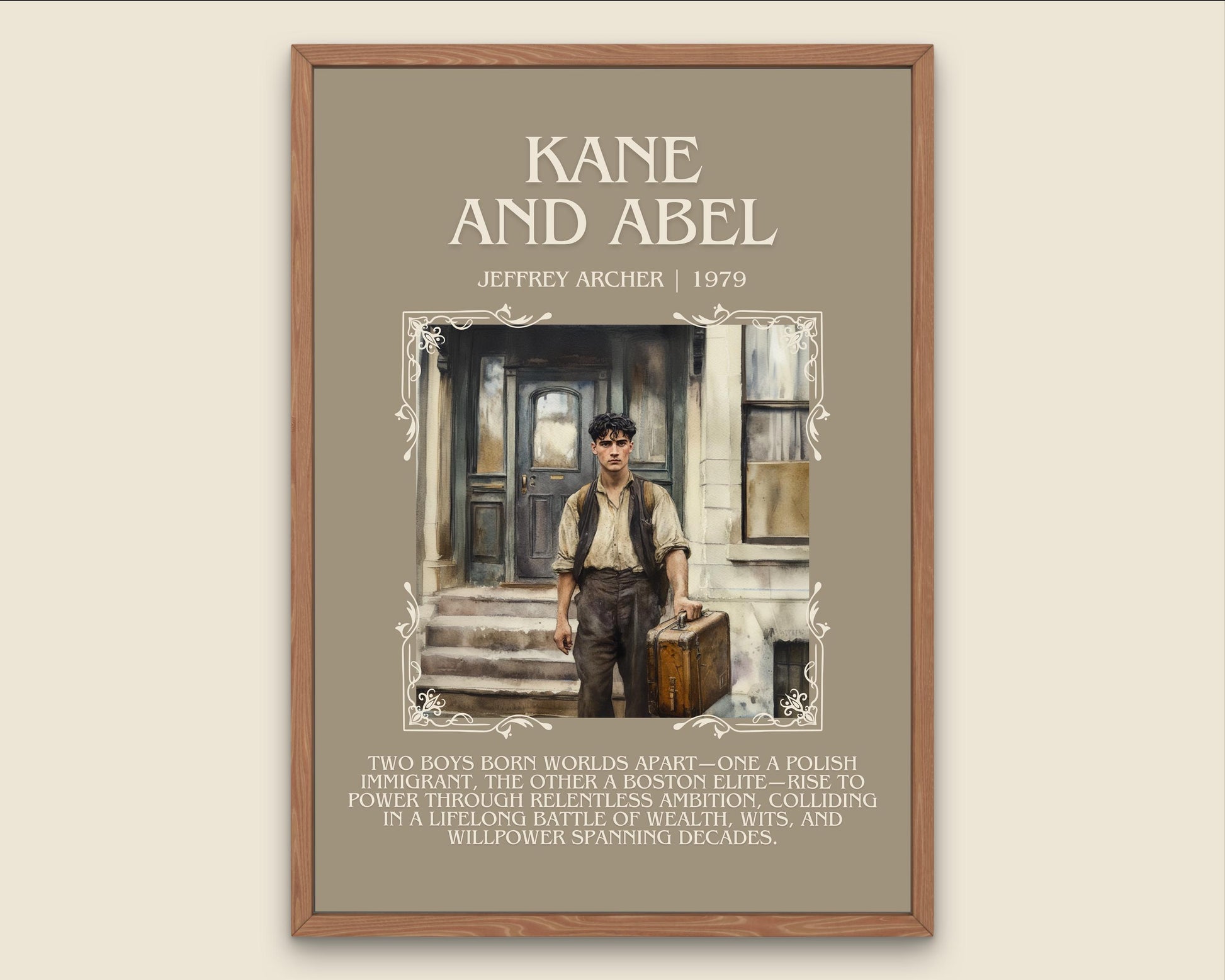 Kane And Abel by Jeffrey Archer Descriptive, High Quality Poster Print.Free Delivery Wall Art.Author&Blurb Book Artwork. Home Decor Gift