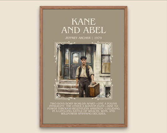 Kane And Abel by Jeffrey Archer Descriptive, High Quality Poster Print.Free Delivery Wall Art.Author&Blurb Book Artwork. Home Decor Gift