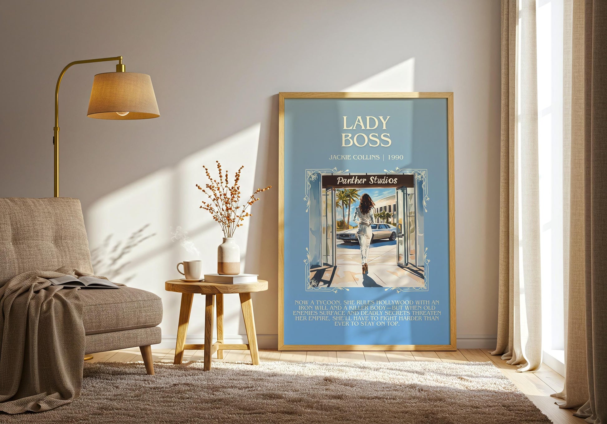 Lady Boss by Jackie Collins Descriptive, High Quality Poster Print.Free Delivery Wall Art.Author&Blurb Book Artwork. Home Decor Novel Gift
