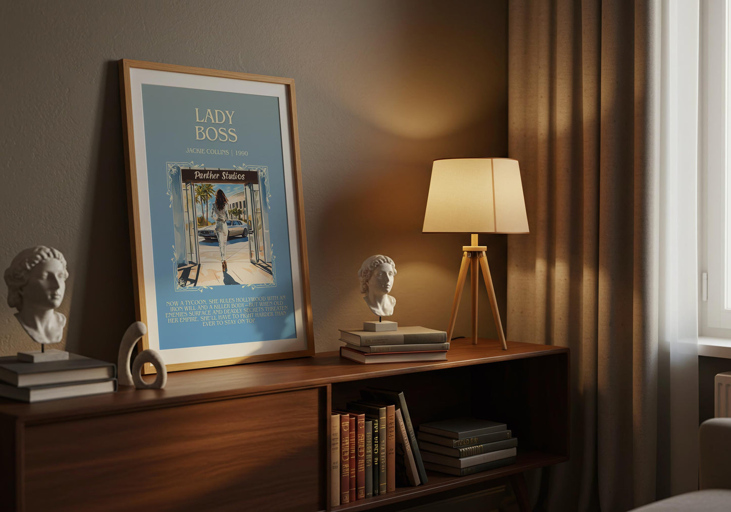 Lady Boss by Jackie Collins Descriptive, High Quality Poster Print.Free Delivery Wall Art.Author&Blurb Book Artwork. Home Decor Novel Gift