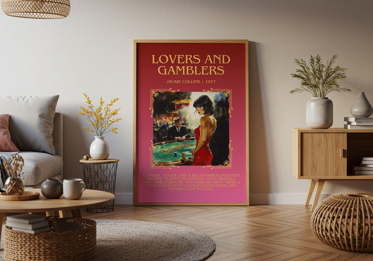 Lovers and Gamblers by Jackie Collins Descriptive, High Quality Poster Print.Free Delivery Wall Art.Author&Blurb Book Artwork. Home Decor