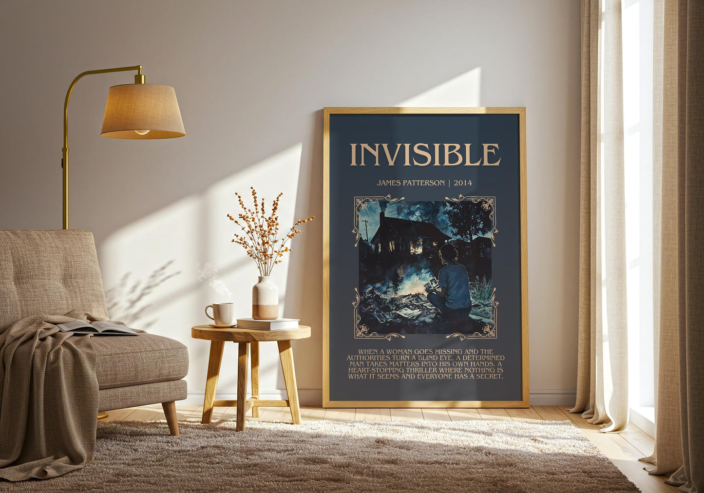 Invisible by James Patterson Descriptive, High Quality Poster Print. Free Delivery Wall Art.Author & Blurb Book Artwork.Book Summary Gift