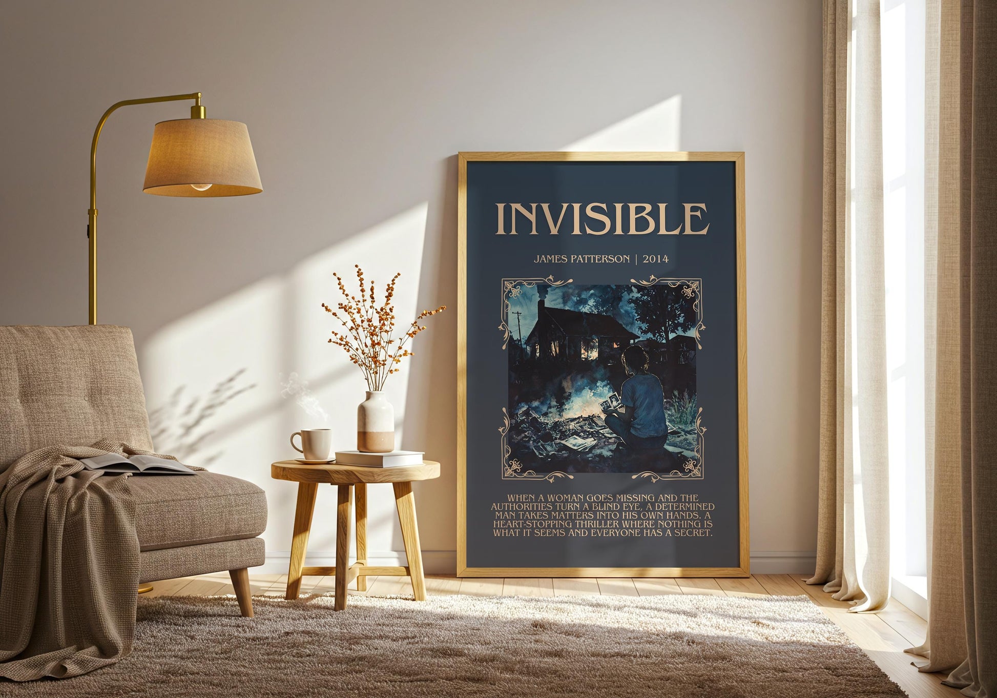 Invisible by James Patterson Descriptive, High Quality Poster Print. Free Delivery Wall Art.Author & Blurb Book Artwork.Book Summary Gift