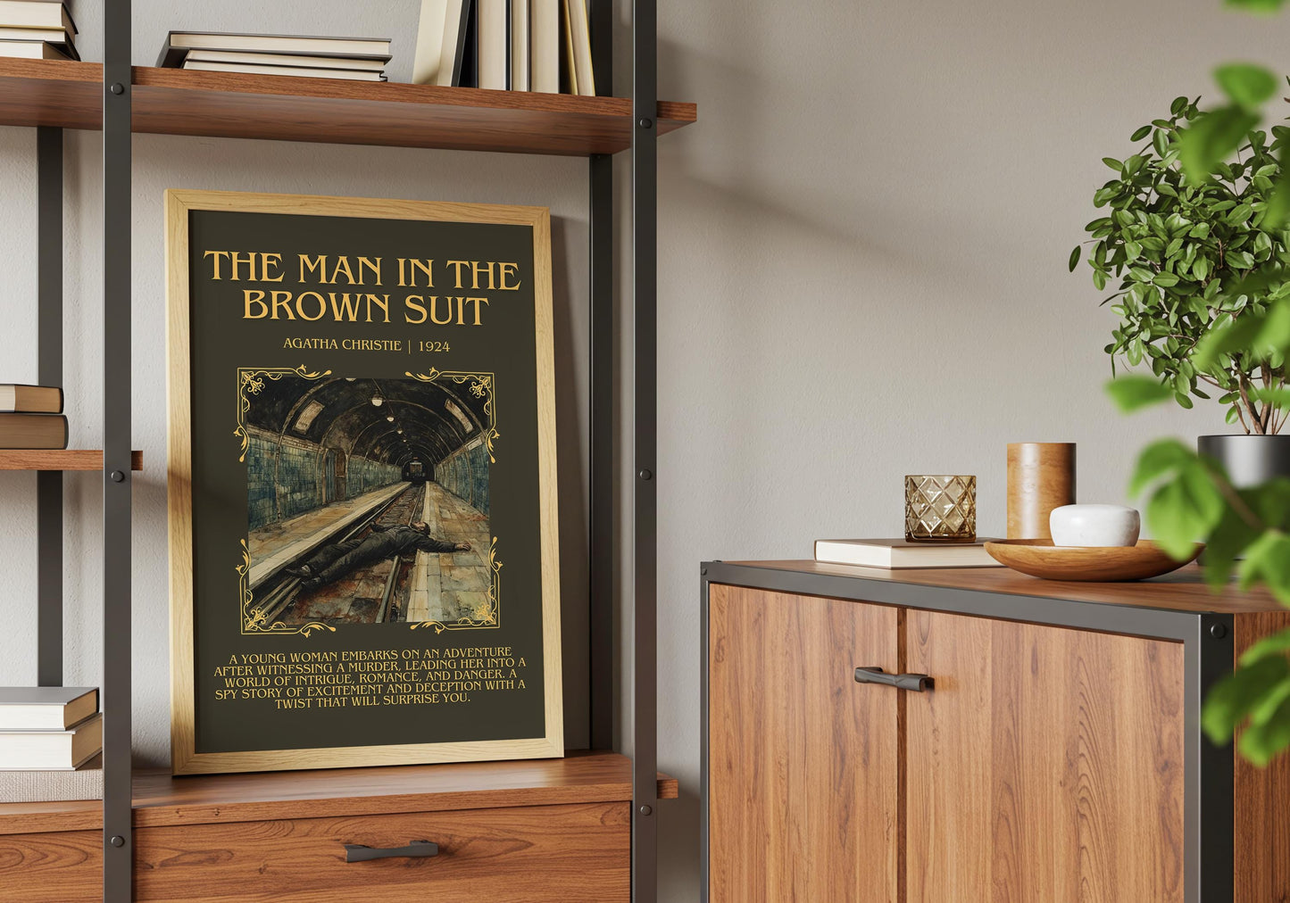 The Man In The Brown Suit by Agatha Christie Descriptive, High Quality Poster Print Free Delivery Wall Art. Author&Blurb Book Artwork.