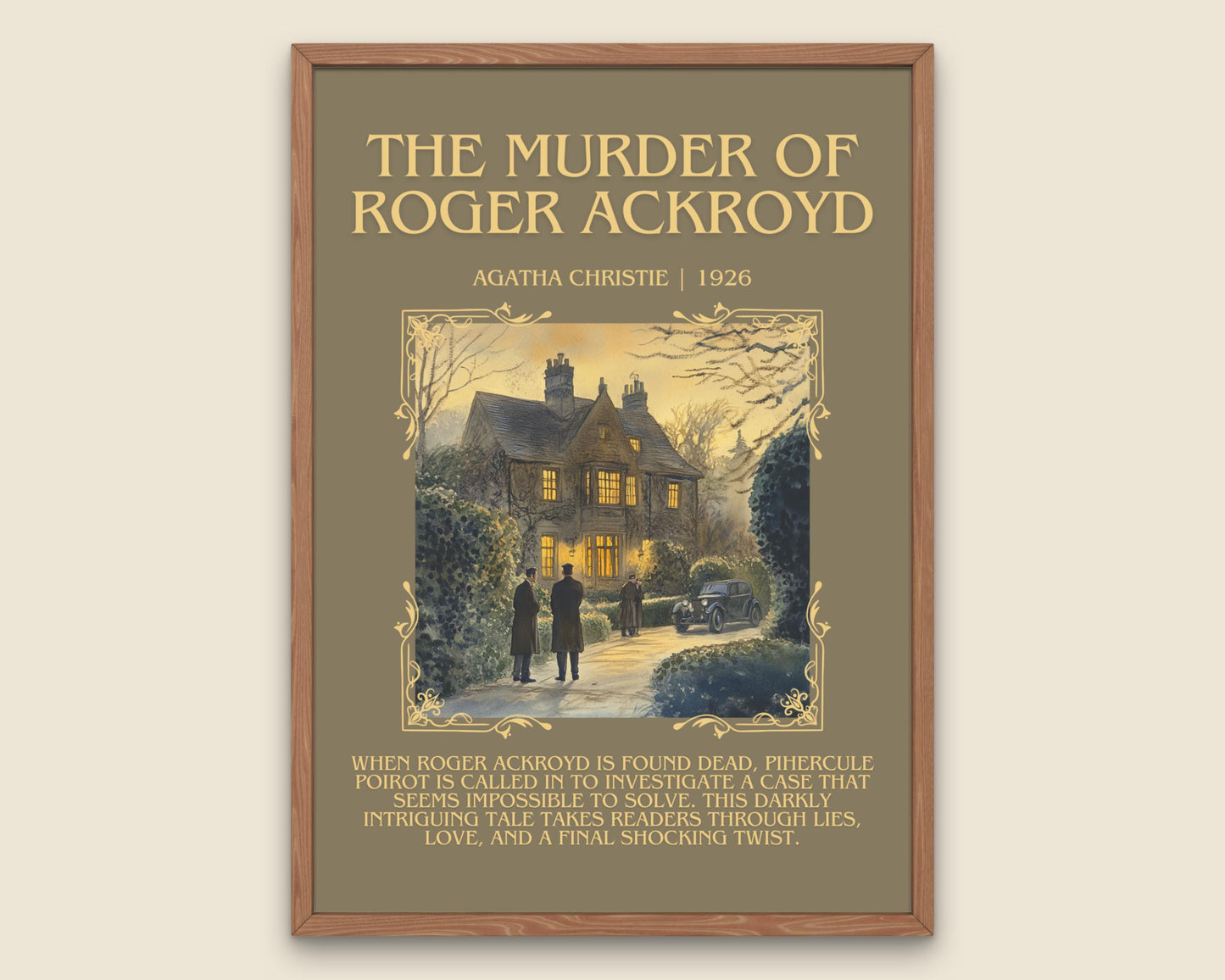 The Murder Of Roger Ackroyd by Agatha Christie Descriptive, High Quality Poster Print. Free Delivery Wall Art. Author&Blurb Book Artwork.