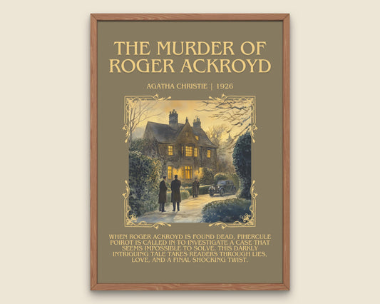 The Murder Of Roger Ackroyd by Agatha Christie Descriptive, High Quality Poster Print. Free Delivery Wall Art. Author&Blurb Book Artwork.