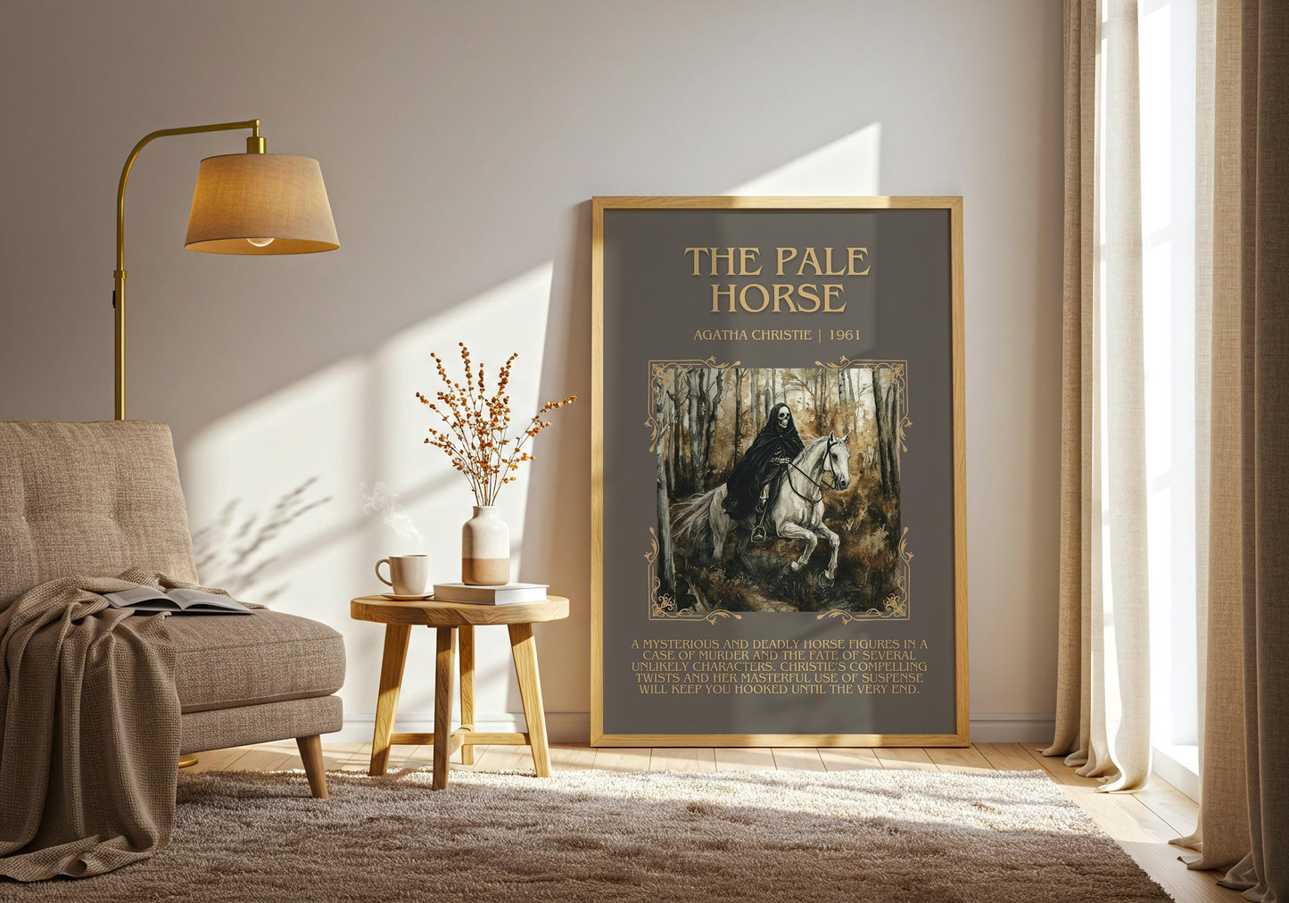 The Pale Horse by Agatha Christie Descriptive, High Quality Poster Print Free Delivery Wall Art. Author&Blurb Book Artwork.Book Summary Gift